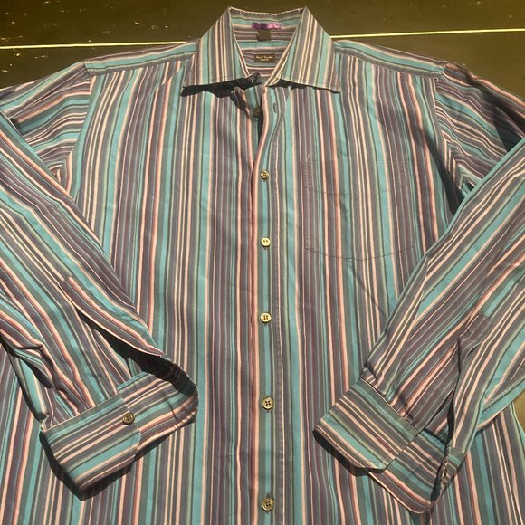 Paul Smith London Mens Long Sleeve Button Down Shirt Multicolor Striped Italy - Picture 1 of 7